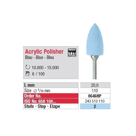 Polissoirs Acrylic Polisher Bleu clair pointe 11 mm (x6)